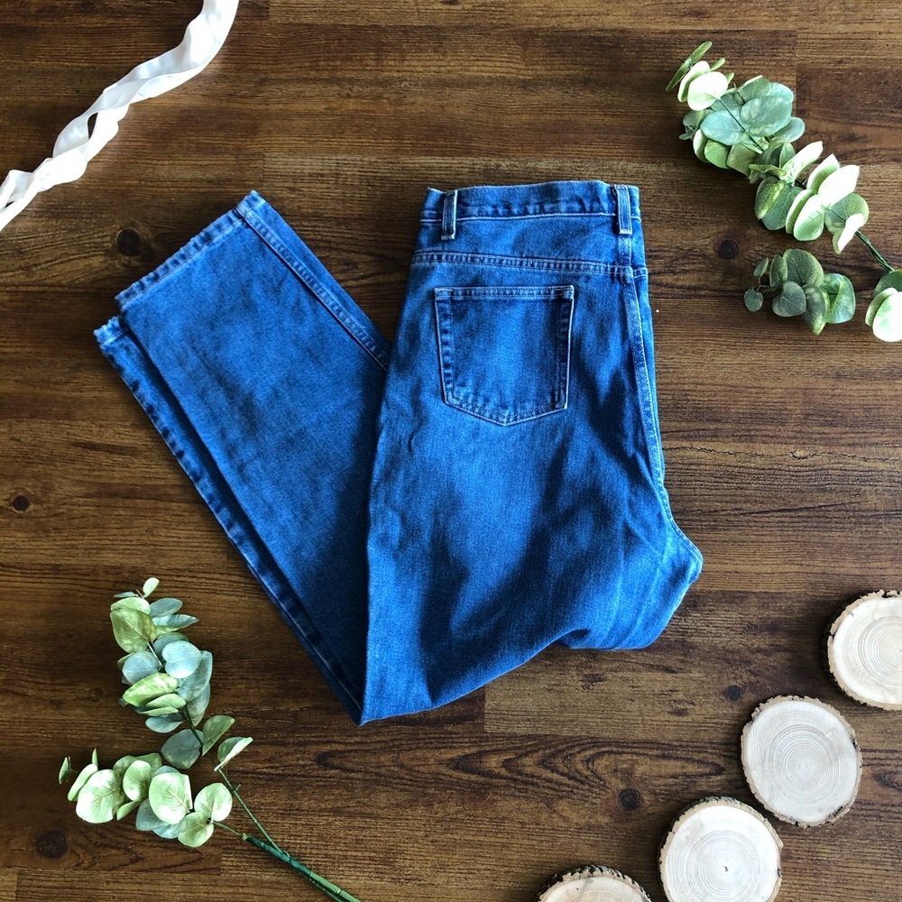 Vintage straight cut 100% cotton high waist jeans